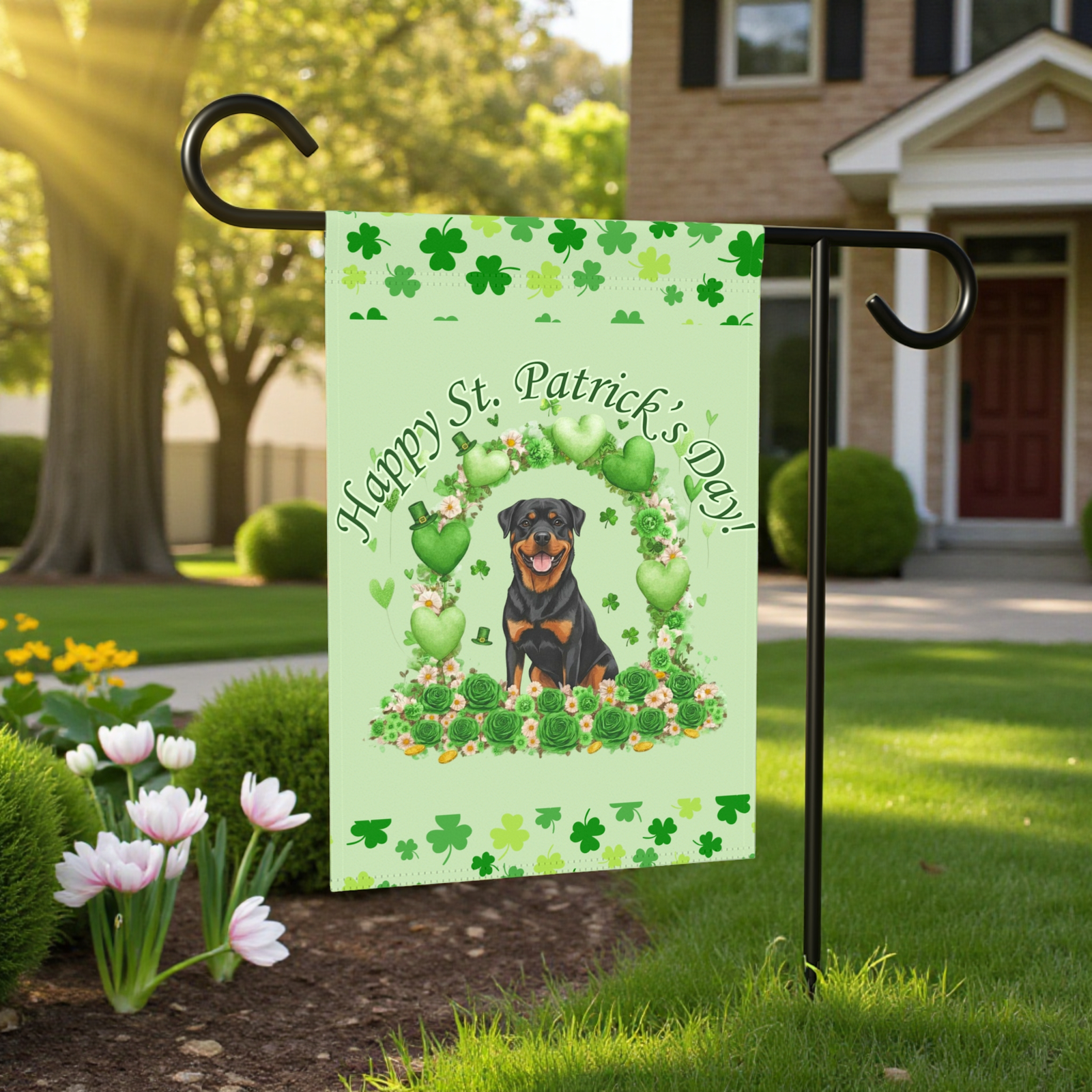 Happy St. Patrick's Day Rottweiler Garden Flag - Image 6