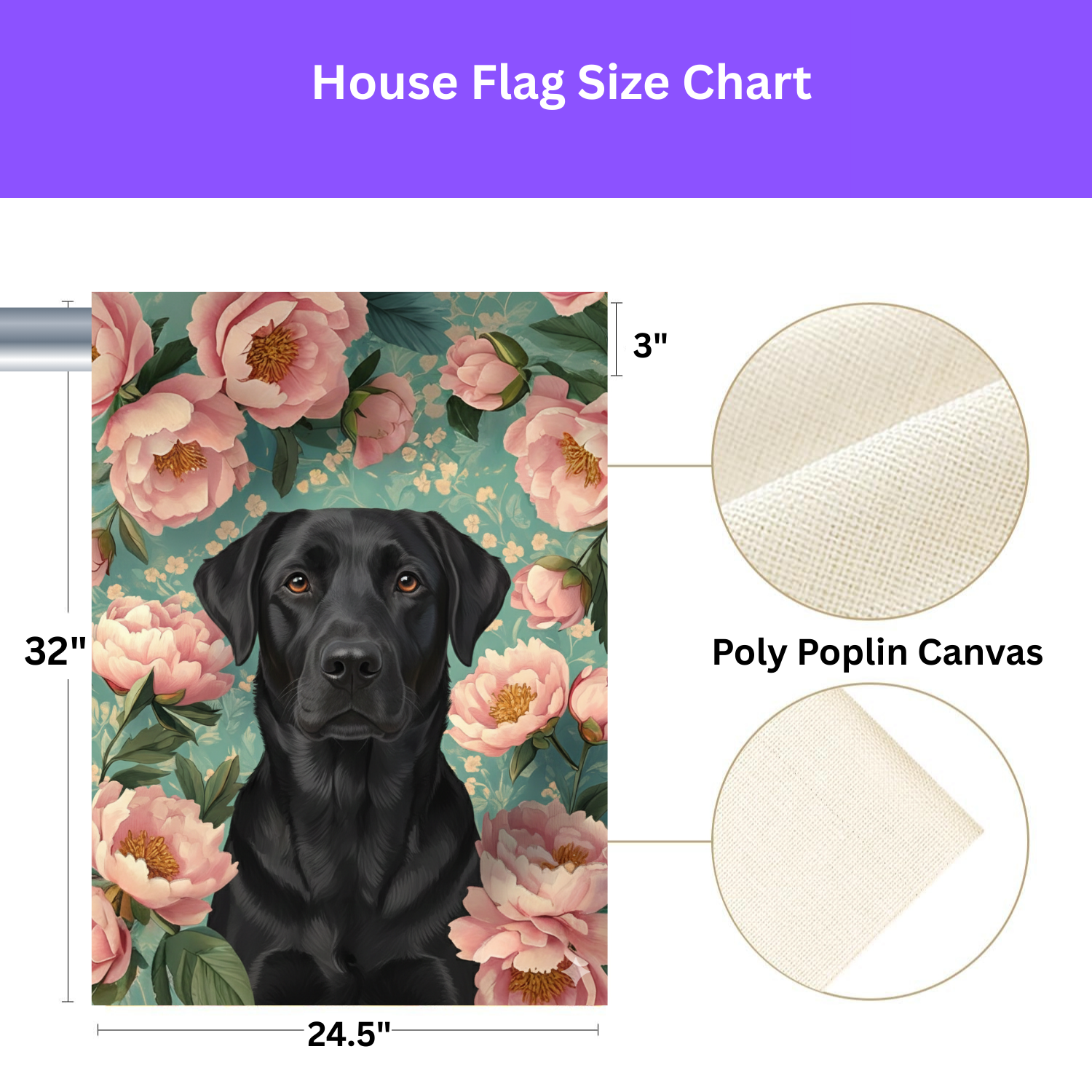 Pink Peony Black Labrador Retriever Garden Flag - Image 3
