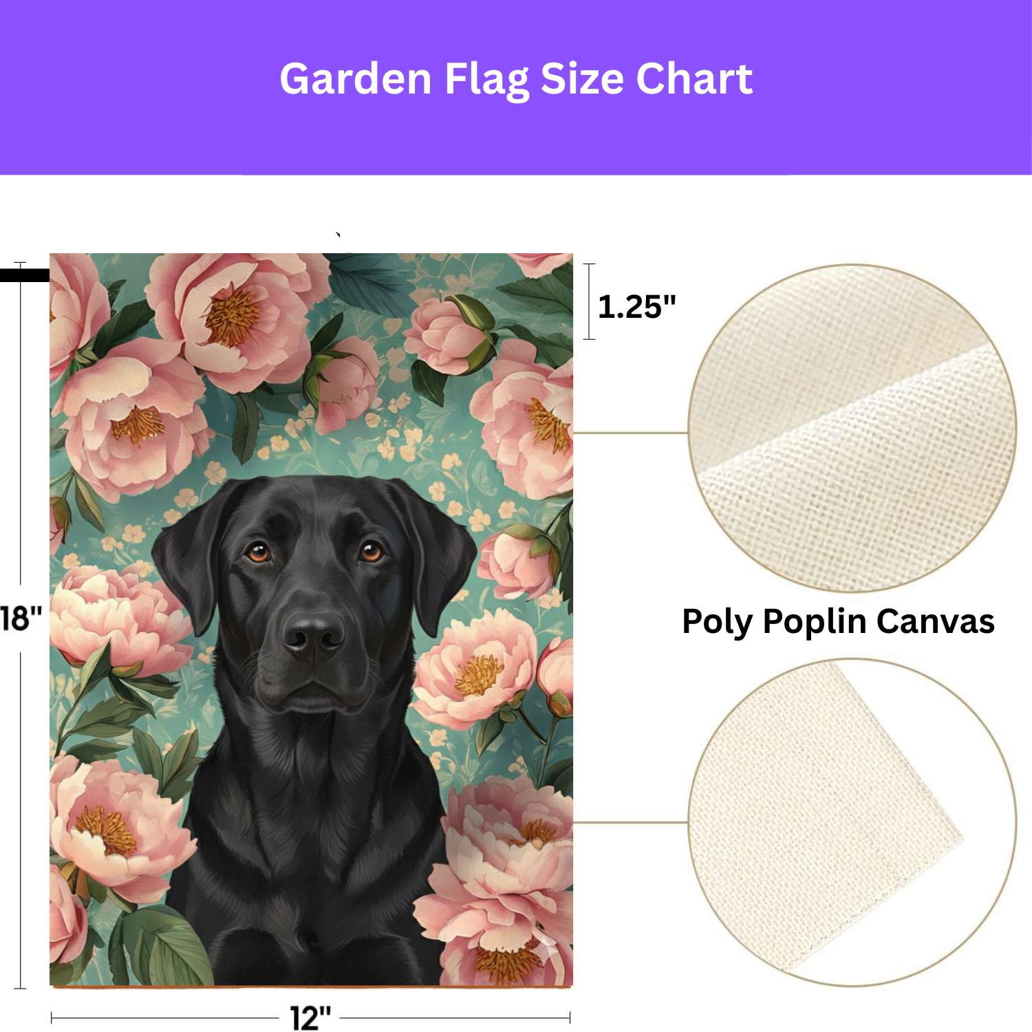 Pink Peony Black Labrador Retriever Garden Flag - Image 4