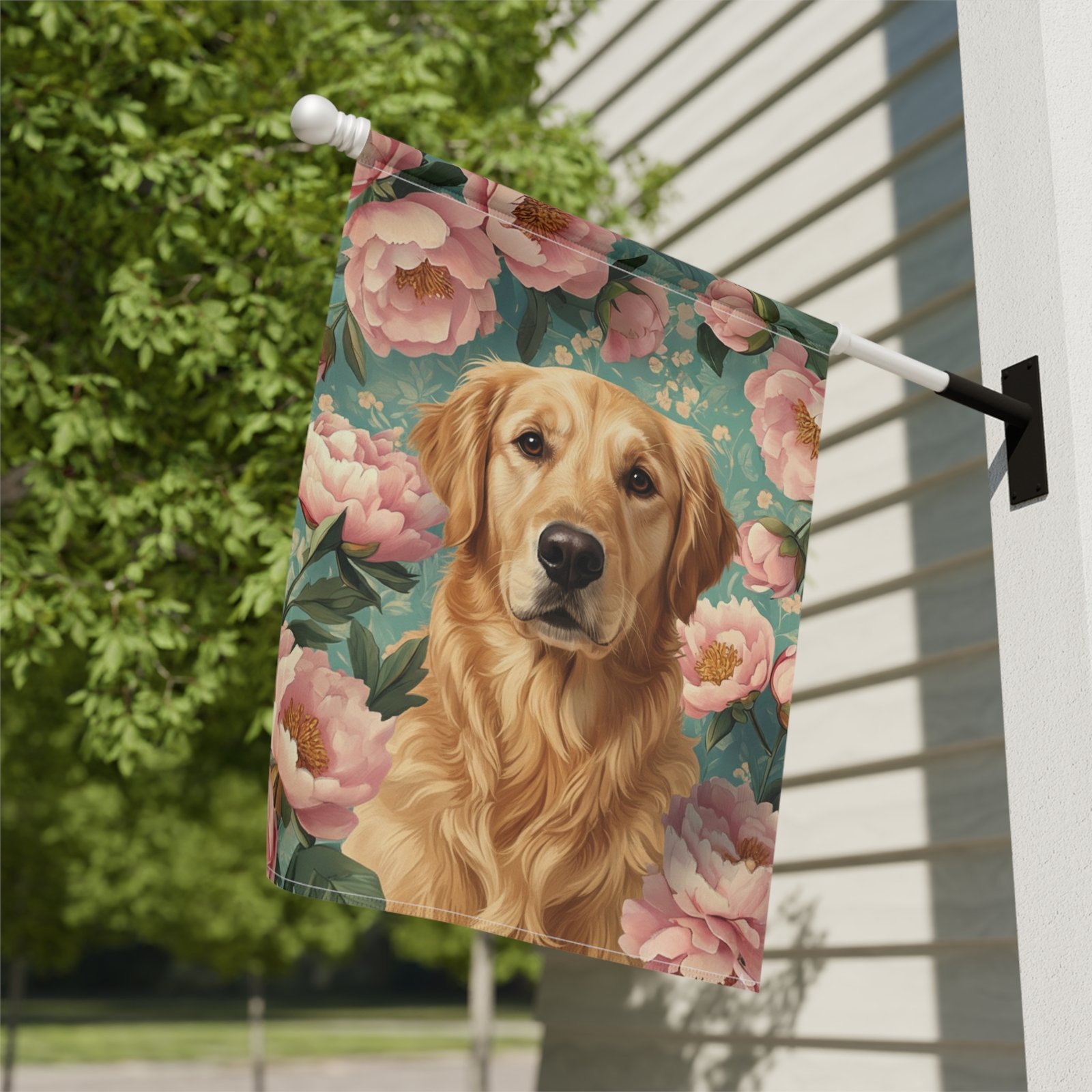 Pink Peony Golden Retriever Garden Flag - Image 8