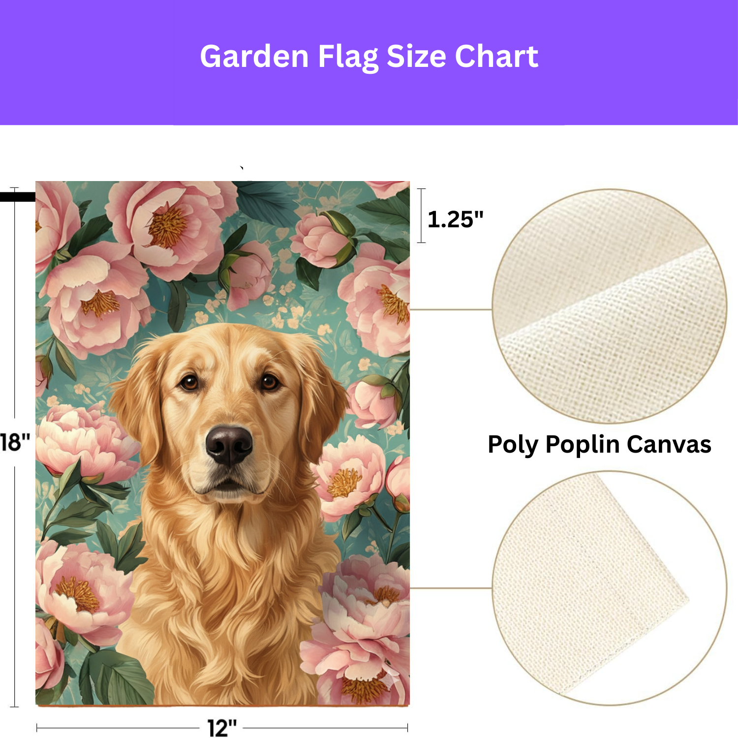 Pink Peony Golden Retriever Garden Flag - Image 4