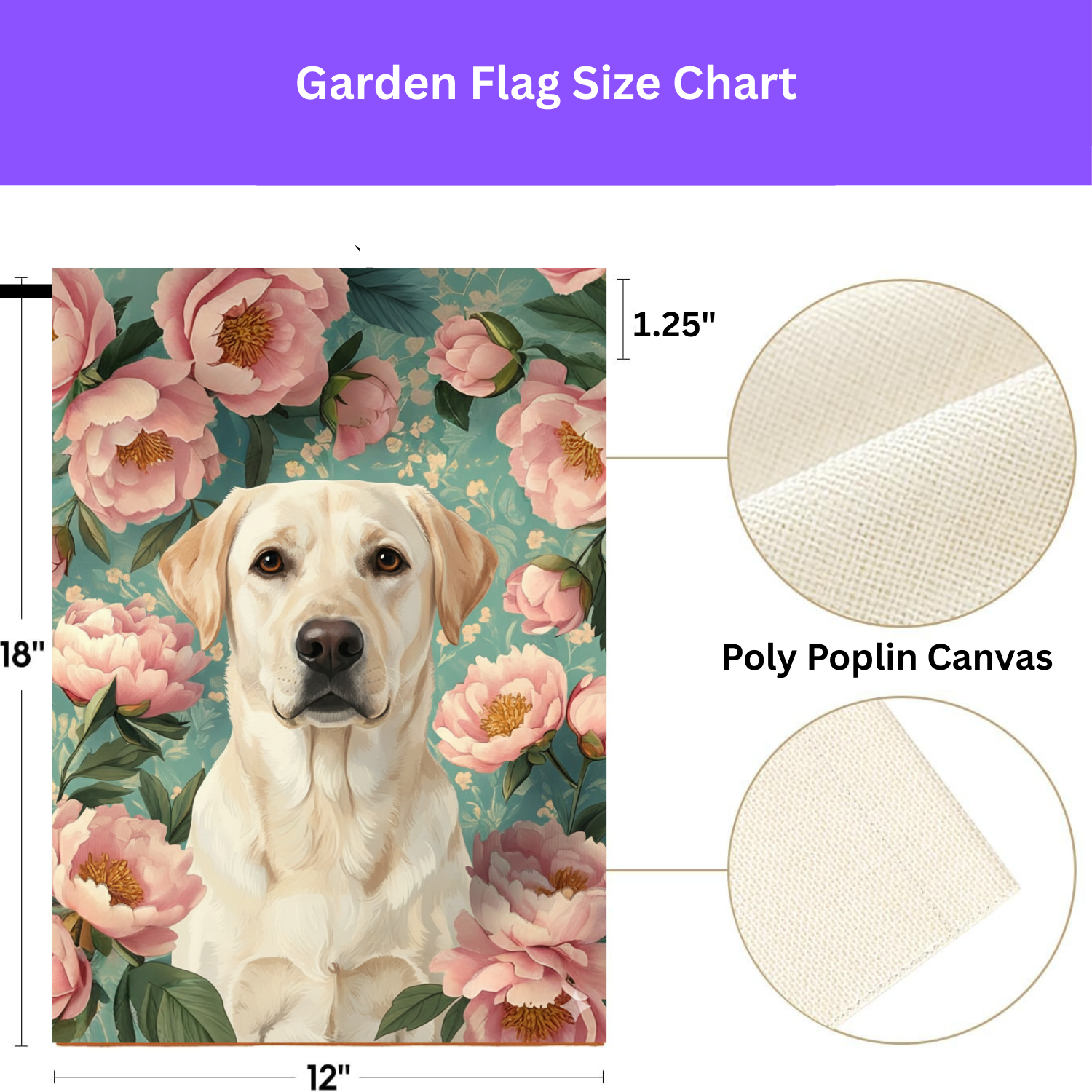 Pink Peony Yellow Labrador Retriever Garden Flag - Image 4