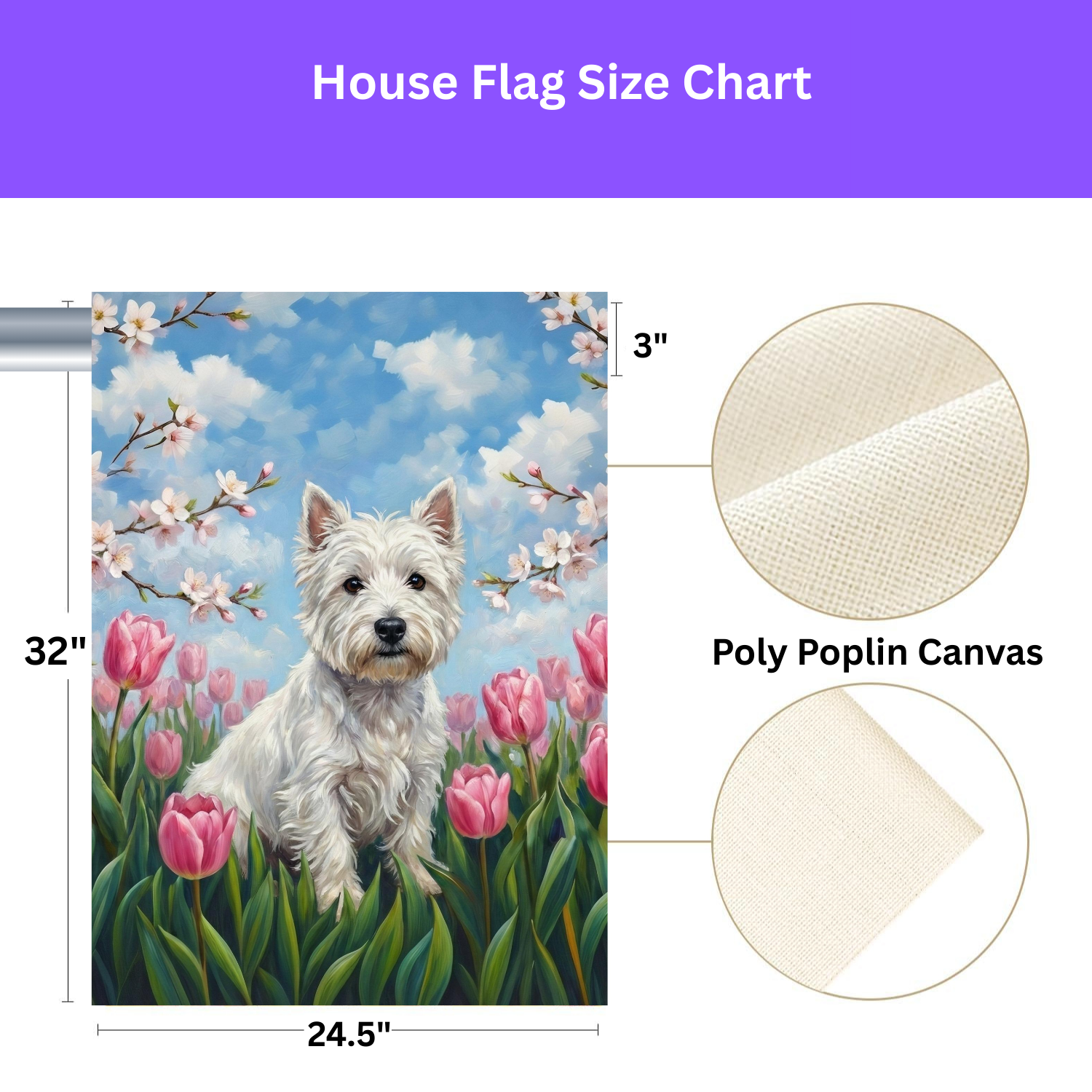 Pink Tulip Westie Garden Flag - Image 3