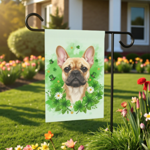 Shamrocks and French Bulldog Garden Flag