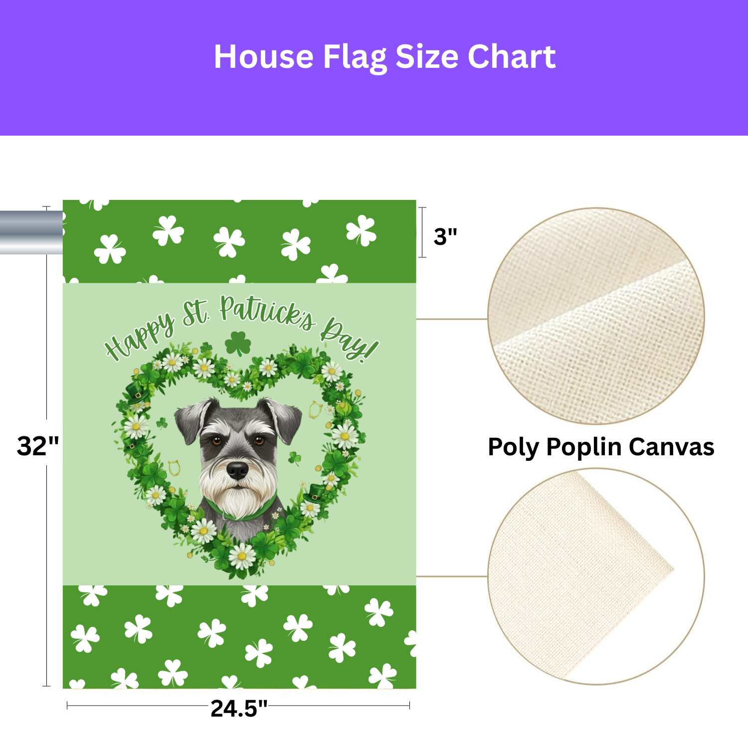 St. Patrick's Day Shamrock Schnauzer Garden Flag - Image 3