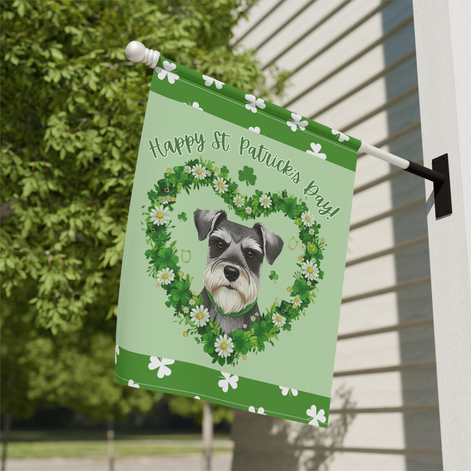 St. Patrick's Day Shamrock Schnauzer Garden Flag - Image 8